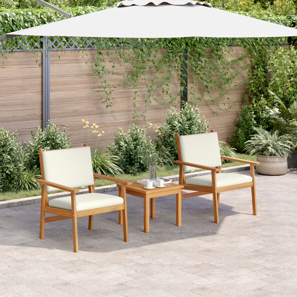 vidaXL Σετ Καναπέ Κήπου 3 pcs Καφέ 45 x 45 x 38 εκ. Μασίφ ξύλο ακακίας