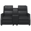 vidaXL Πολυθρόνα Μασάζ Διθέσια με Ποτηροθήκη Ανακλ. Μαύρη Συνθ. Δέρμα
