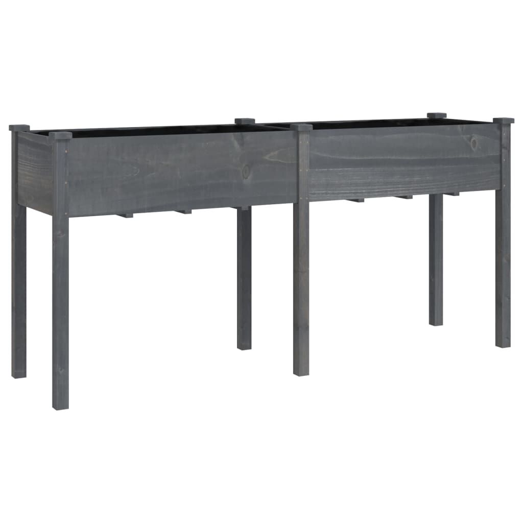 vidaXL Γλάστρα με Επένδυση Γκρι 161x45x76 εκ. από Μασίφ Ξύλο Ελάτης