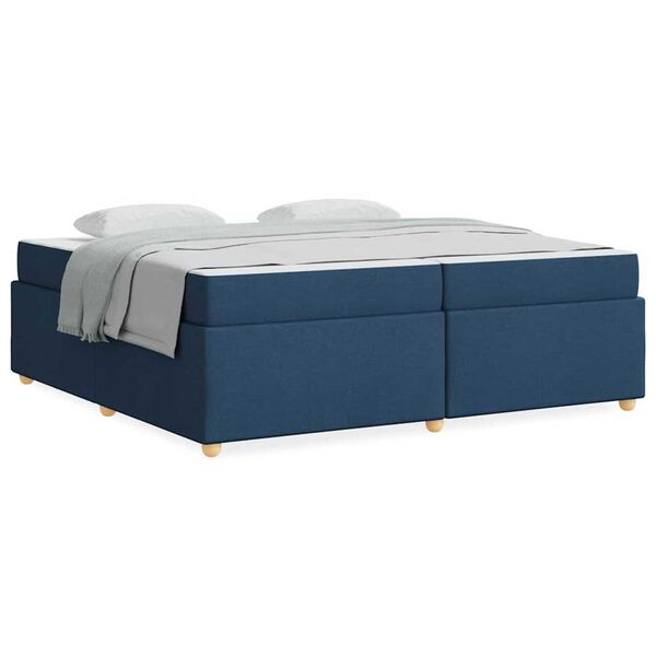 vidaXL Σκελετός Κρεβατιού με στρώμα Μπλε 200 x 200 cm ύφασμα