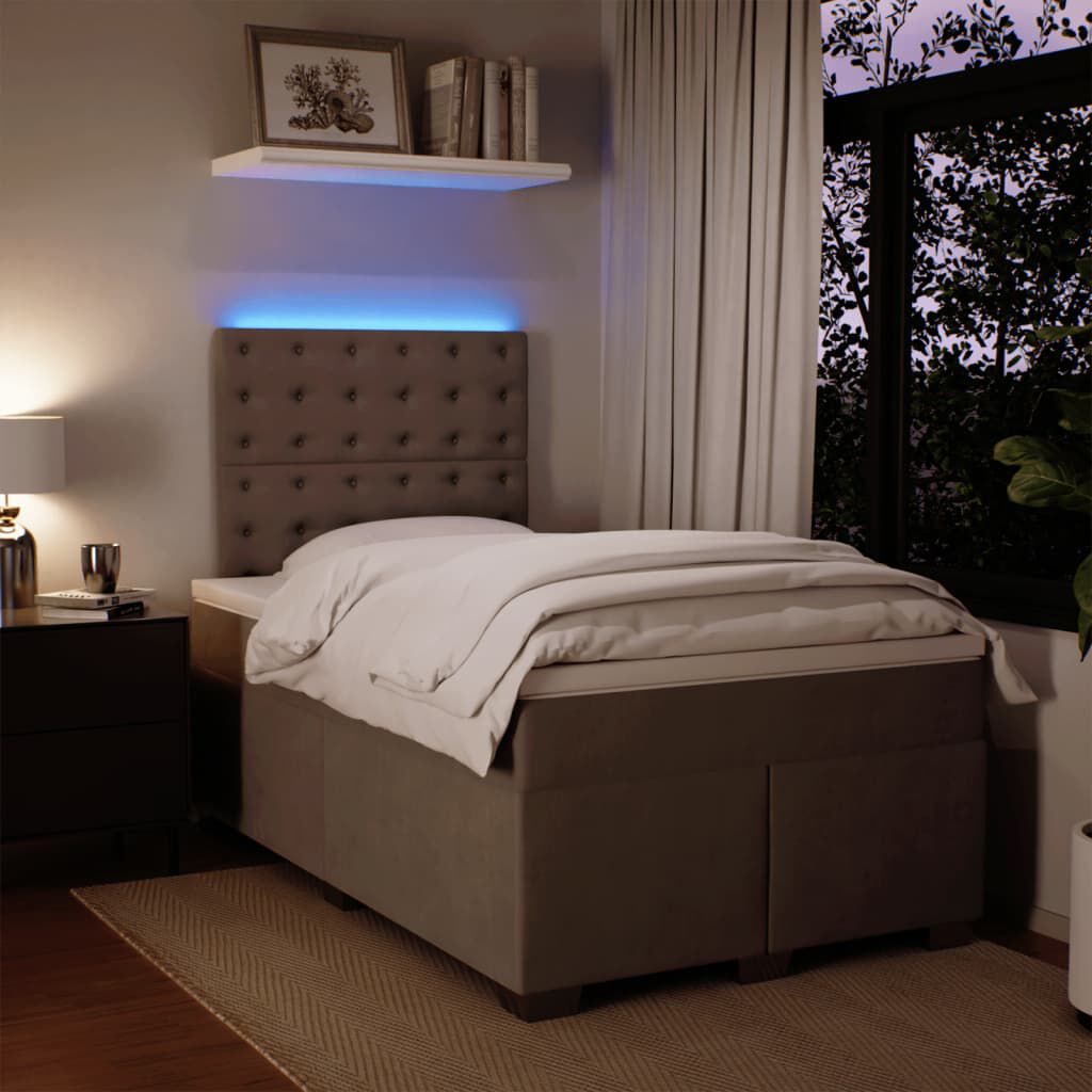vidaXL Κρεβάτι Boxspring με Στρώμα Ανοιχτό Γκρι 120x200 εκ. Βελούδινο