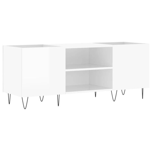 vidaXL Δισκοθήκη Γυαλιστερή Λευκή 121x38x48 εκ. από Επεξεργασμένο Ξύλο