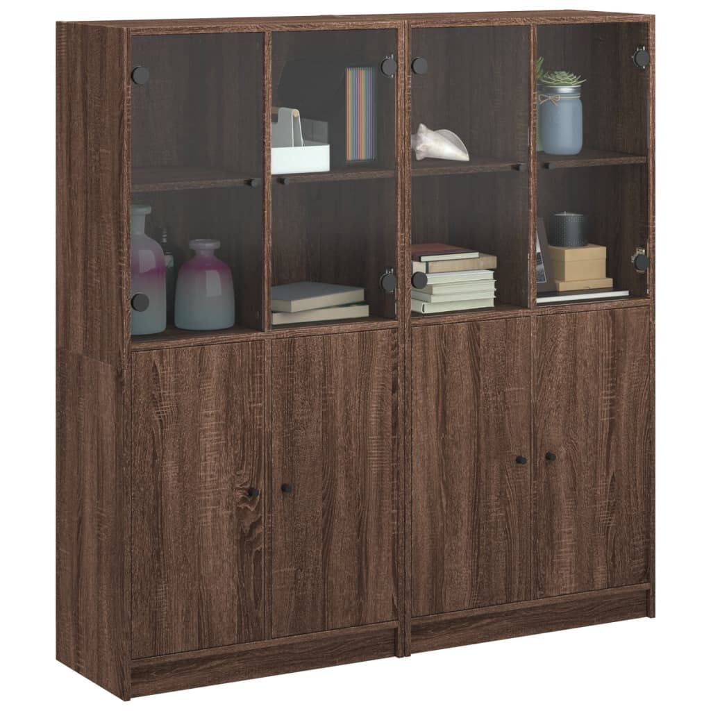 vidaXL Βιβλιοθήκη με Πόρτες Καφέ Δρυς 136x37x142 εκ. Επεξ. Ξύλο