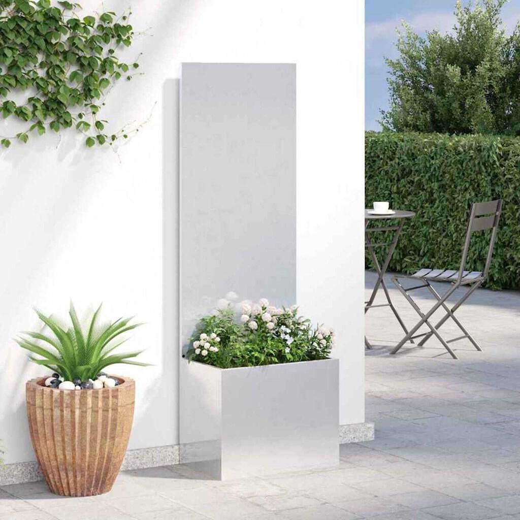 vidaXL Γλάστρα Κήπου με Διακοσμητική Πάνελ Ασημί 50 x 140 cm