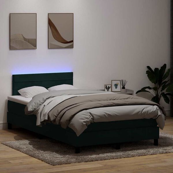 vidaXL &Kappa;&rho;&epsilon;&beta;ά&tau;&iota; Boxspring &mu;&epsilon; &Sigma;&tau;&rho;ώ&mu;&alpha; & LED &sigma;&kappa;&omicron;ύ&rho;&omicron; &pi;&rho;ά&sigma;&iota;&nu;&omicron; 120x220cm &Beta;&epsilon;&lambda;&omicron;ύ&delta;&iota;&nu;&omicron;
