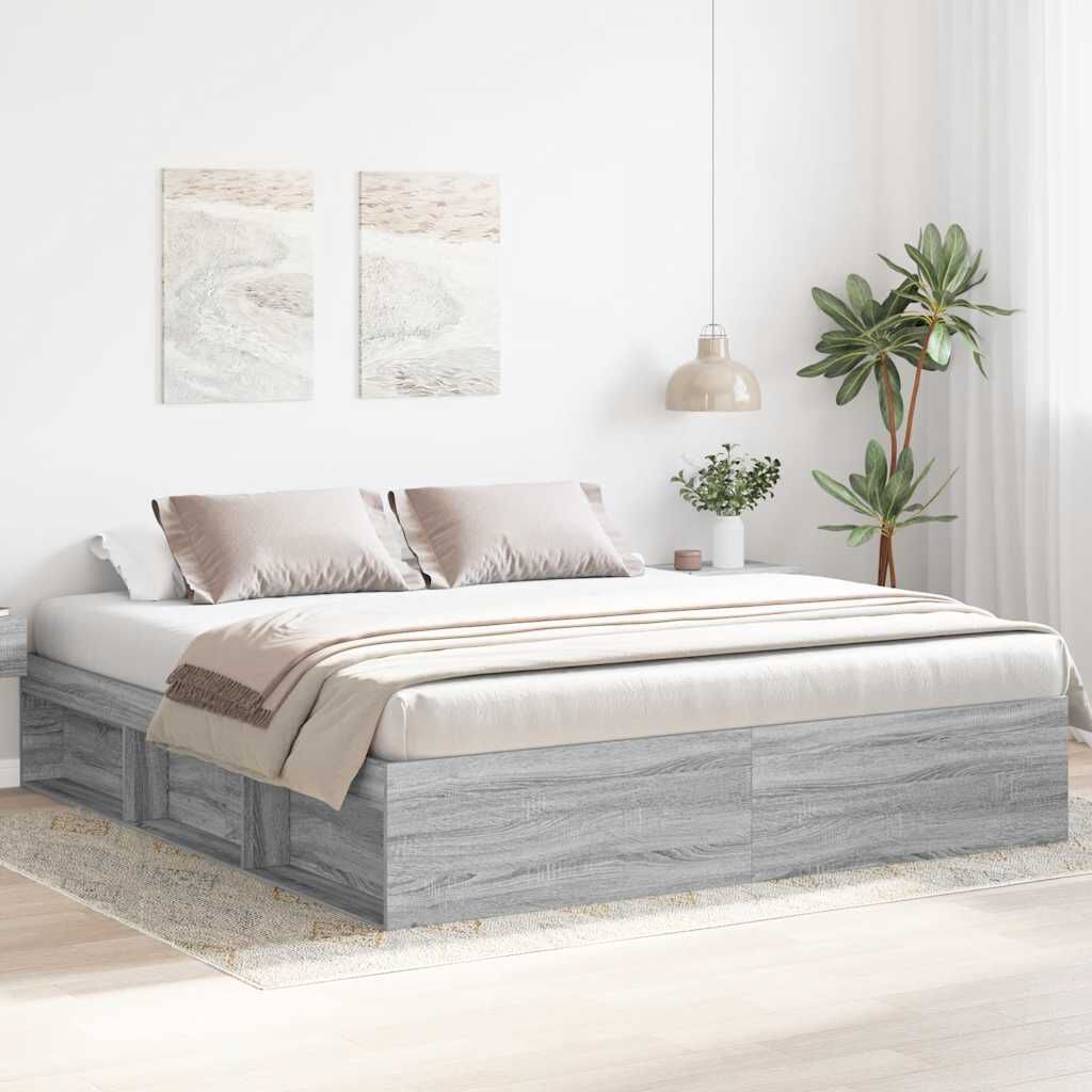 vidaXL Πλαίσιο Κρεβατιού Γκρι Sonoma 180 x 200 εκ. Super King