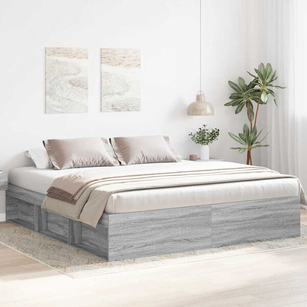 vidaXL Πλαίσιο Κρεβατιού Γκρι Sonoma 180 x 200 εκ. Super King