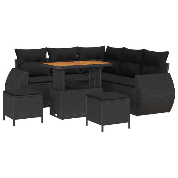 vidaXL Σετ Καναπέ Κήπου 8 pcs Μαύρο συνθετικό ρατάν
