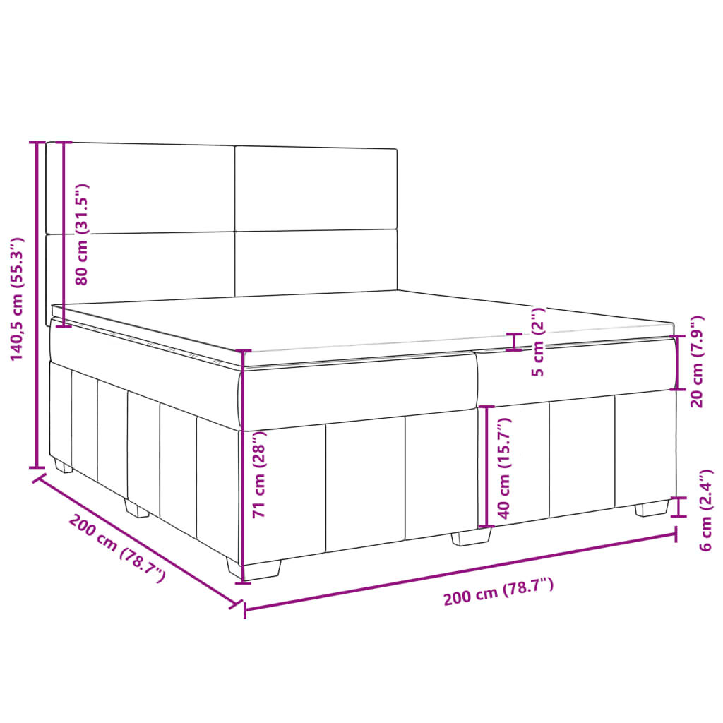 vidaXL Κρεβάτι Boxspring με Στρώμα Taupe 200x200 εκ. Υφασμάτινο