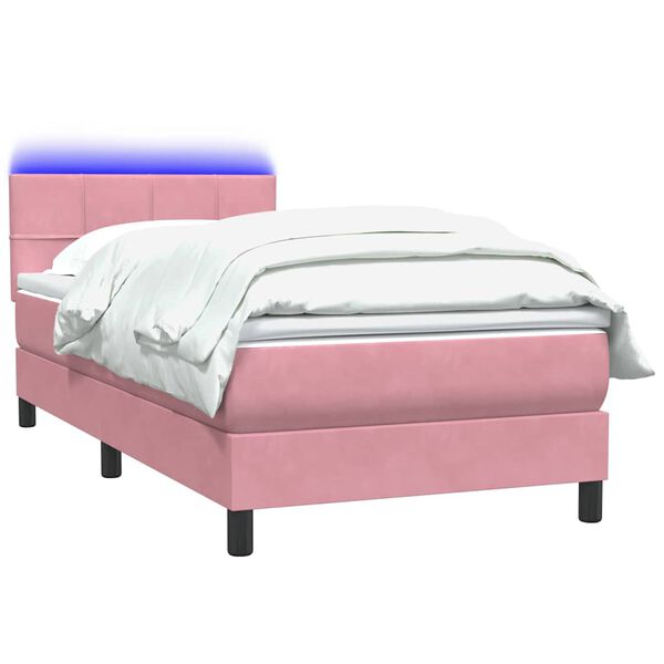 vidaXL &Kappa;&rho;&epsilon;&beta;ά&tau;&iota; Boxspring &mu;&epsilon; &Sigma;&tau;&rho;ώ&mu;&alpha; & LED &rho;&omicron;&zeta; 100x220 cm &Beta;&epsilon;&lambda;&omicron;ύ&delta;&iota;&nu;&omicron;