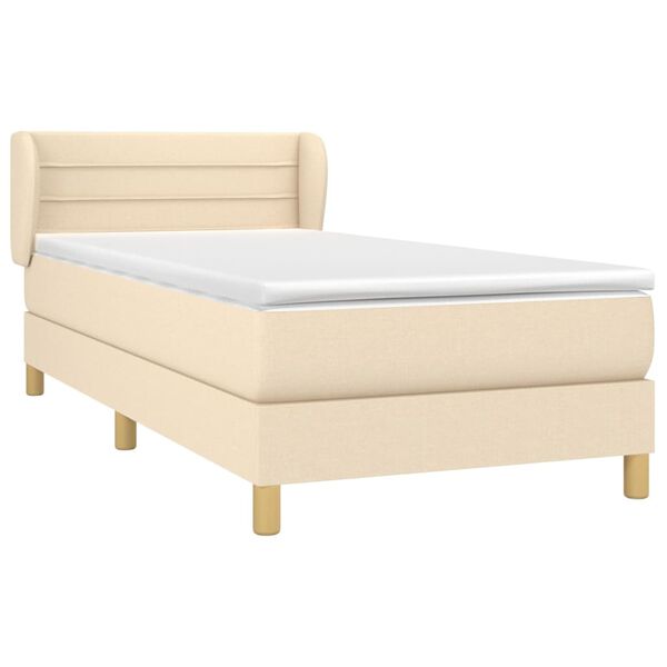 vidaXL &Kappa;&rho;&epsilon;&beta;ά&tau;&iota; Boxspring &mu;&epsilon; &Sigma;&tau;&rho;ώ&mu;&alpha; &Kappa;&rho;&epsilon;&mu; 90x190 &epsilon;&kappa;.&Upsilon;&phi;&alpha;&sigma;&mu;ά&tau;&iota;&nu;&omicron;