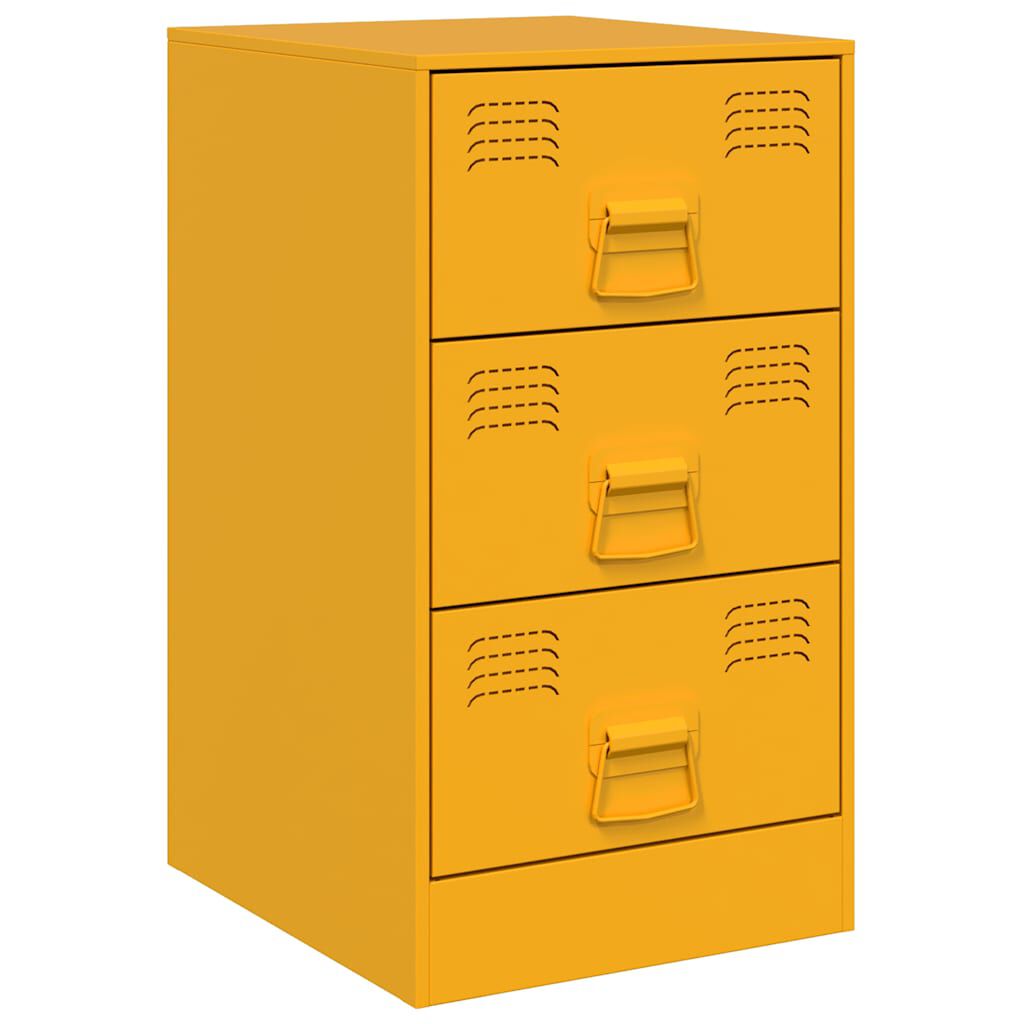 vidaXL Κομοδίνο Μουσταρδί 34,5 x 39 x 62 εκ. από Χάλυβα