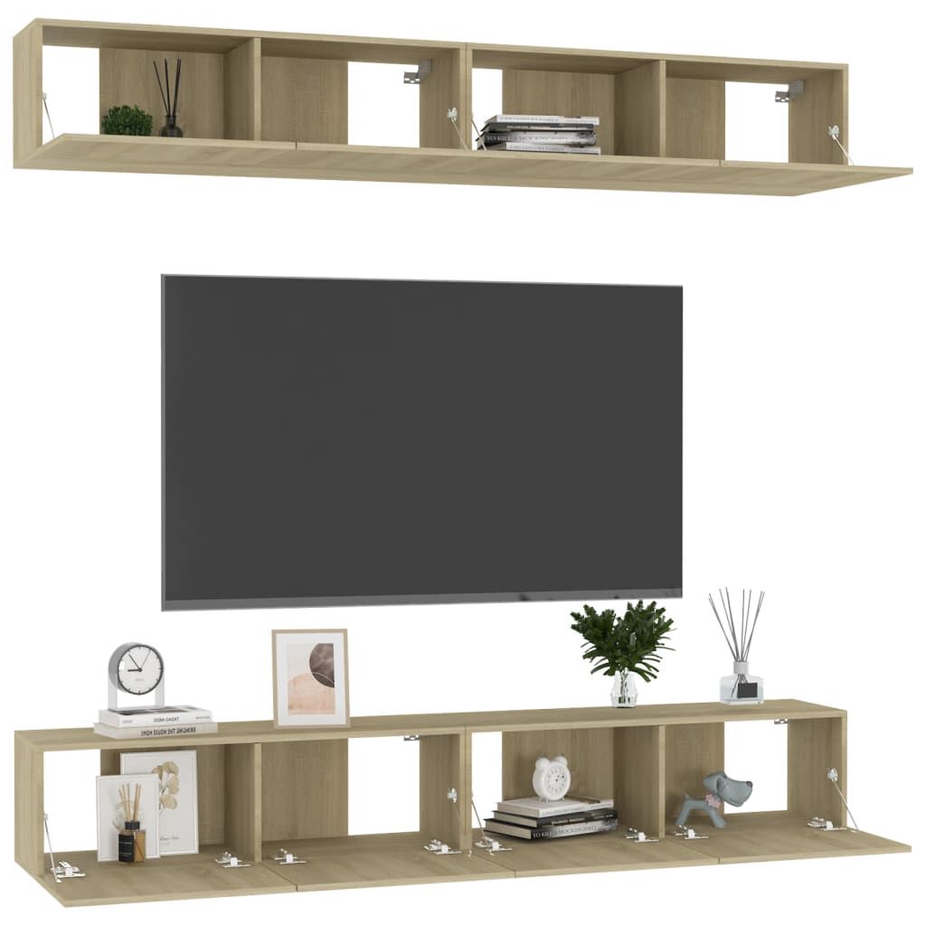 vidaXL Έπιπλα Τηλεόρασης 4 τεμ. Sonoma Δρυς 100x30x30 εκ. Επεξ. Ξύλο