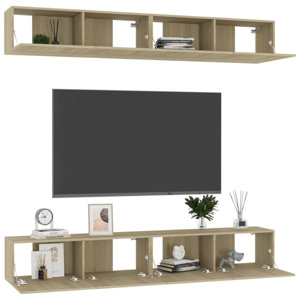 vidaXL Έπιπλα Τηλεόρασης 4 τεμ. Sonoma Δρυς 100x30x30 εκ. Επεξ. Ξύλο
