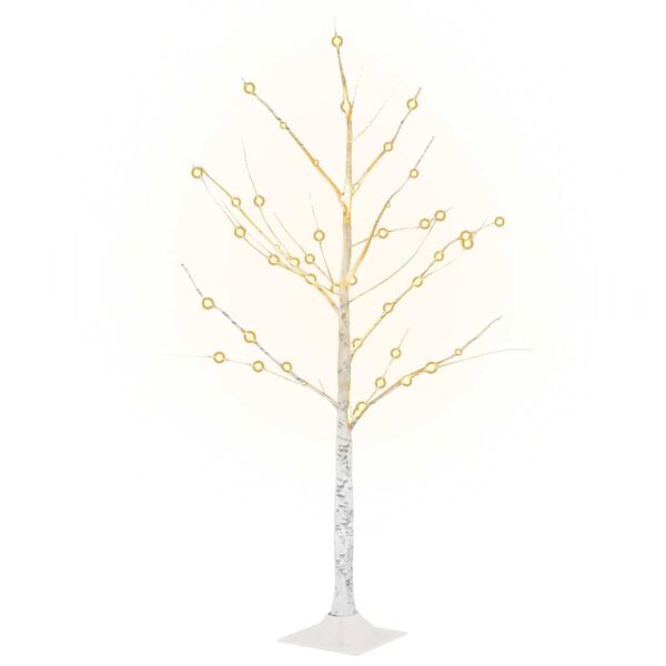 vidaXL Δέντρο Λευκή Σημύδα με 48 LED Θερμό Λευκό 120 εκ.
