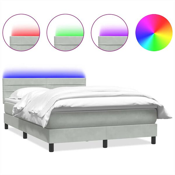 vidaXL &Kappa;&rho;&epsilon;&beta;ά&tau;&iota; Boxspring &mu;&epsilon; &Sigma;&tau;&rho;ώ&mu;&alpha; & LED &Alpha;&nu;&omicron;&iota;&chi;&tau;ό &Gamma;&kappa;&rho;&iota; 160x210 &epsilon;&kappa;. &Beta;&epsilon;&lambda;&omicron;ύ&delta;&iota;&nu;&omicron;