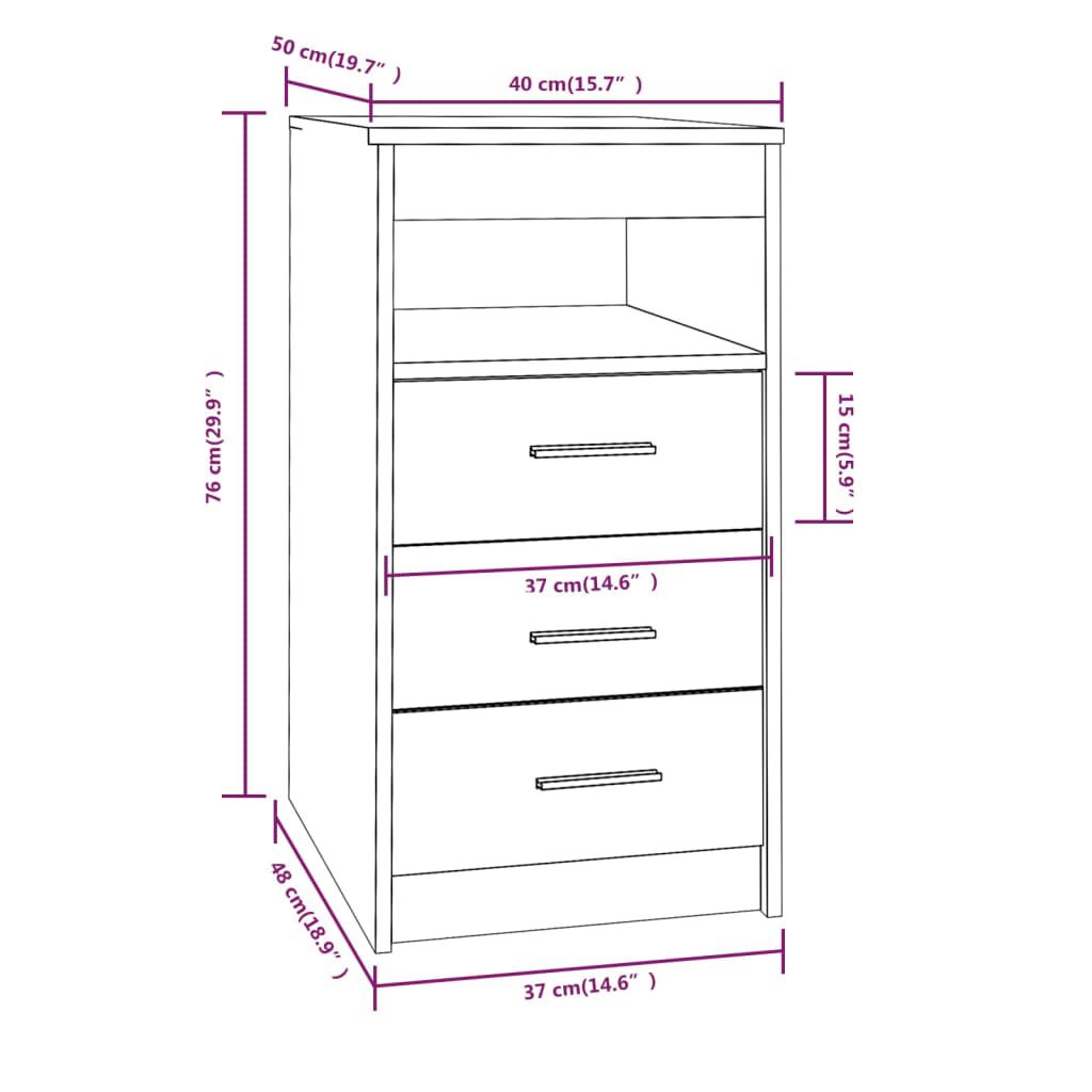 vidaXL Συρταριέρα Γκρι Sonoma 40 x 50 x 76 εκ. από Επεξεργασμένο Ξύλο