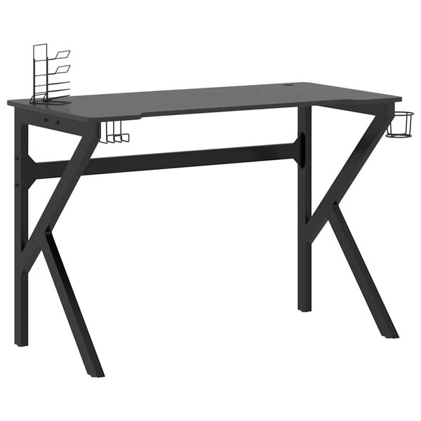 vidaXL Γραφείο Gaming Μαύρο 110 x 60 x 75 εκ. με Πόδια σε Σχήμα Κ