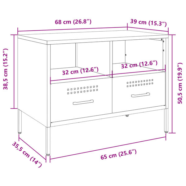 vidaXL Έπιπλα Τηλεόρασης 2 τεμ. Ροζ 68x39x50,5 εκ. από Χάλυβα