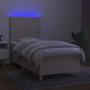 vidaXL Κρεβάτι Boxspring με Στρώμα & LED Κρεμ 80x200 εκ. Υφασμάτινο