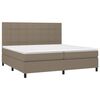 vidaXL Κρεβάτι Boxspring με Στρώμα & LED Taupe 200x200 εκ. Υφασμάτινο