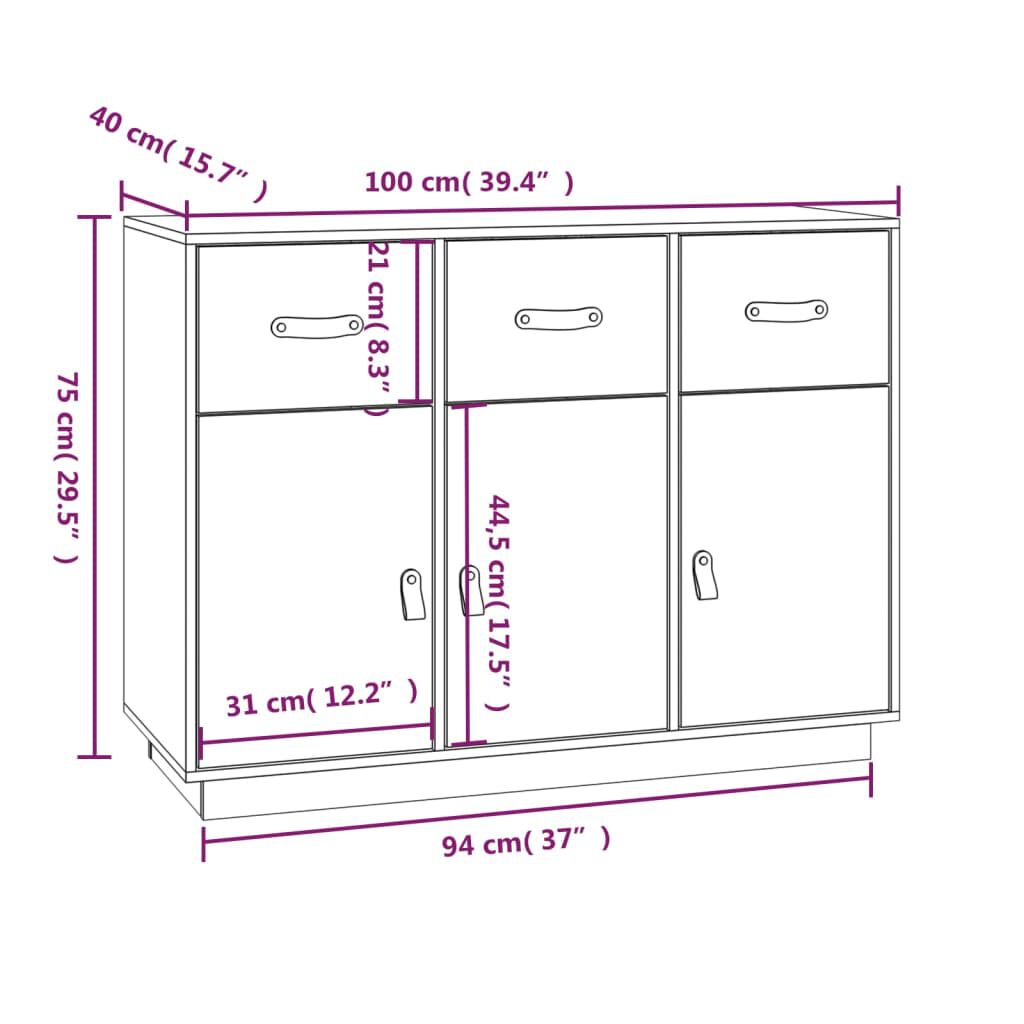 vidaXL Ντουλάπι 100x40x75 εκ. από Μασίφ Ξύλο Πεύκου