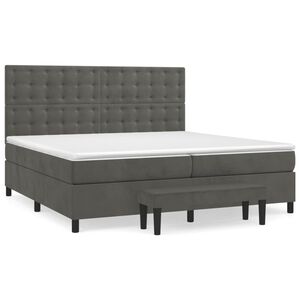 vidaXL Κρεβάτι Boxspring με Στρώμα Σκούρο Γκρι 200x200 εκ. Βελούδινο