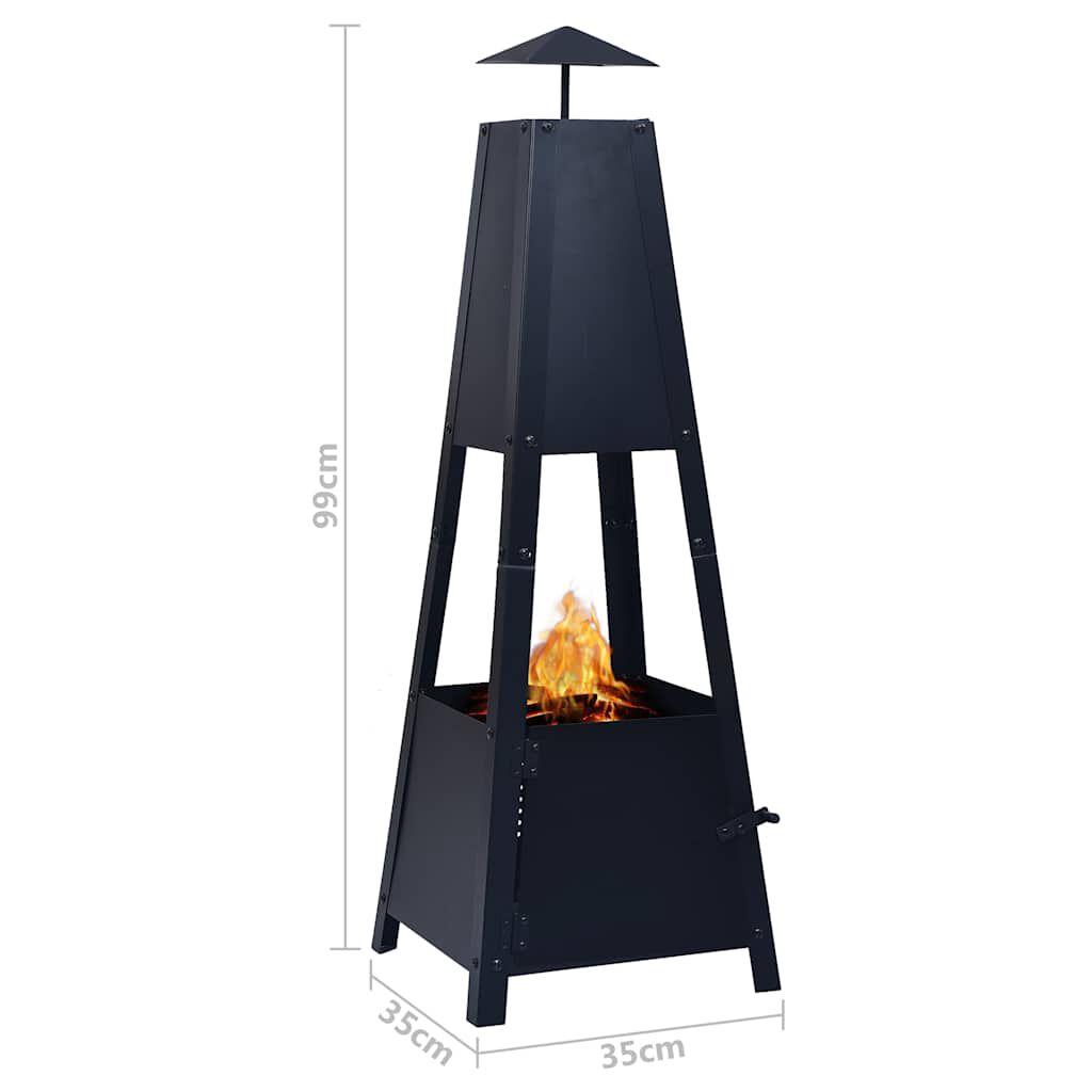 vidaXL Τζάκι Εξωτερικού Χώρου Μαύρο 35 x 35 x 99 εκ. Ατσάλινο