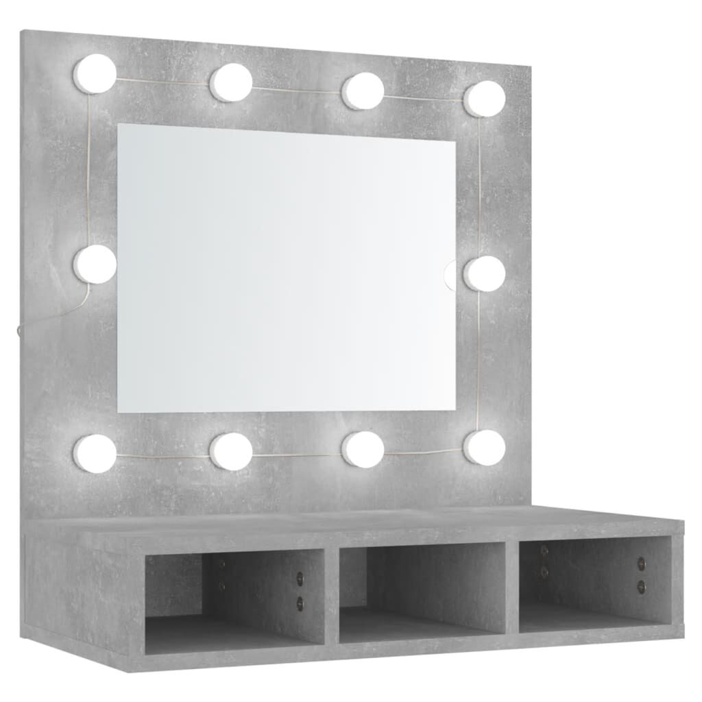 vidaXL Έπιπλο Καθρέπτη με LED Γκρι Σκυροδέματος 60x31,5x62 εκ.