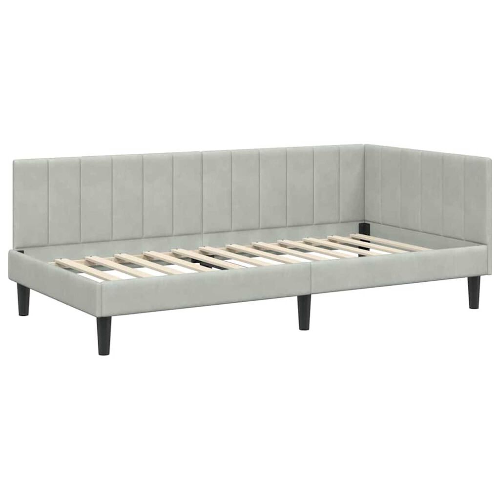 vidaXL Κρεβάτι Γωνίας με στρώμα Ανοιχτό γκρι 100 x 200 cm Βελούδο