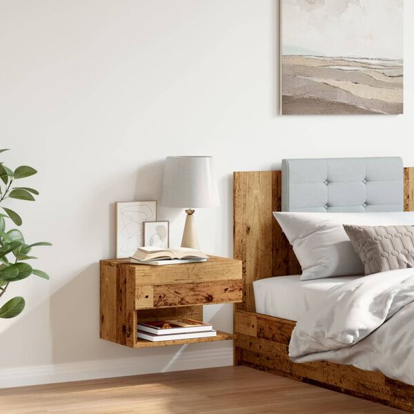 vidaXL Κομοδίνο Επιτοίχιο Όψη Παλαιού Ξύλου