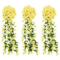 vidaXL Γιρλάντες Λουλουδιών Τεχνητές 3 τεμ. Κίτρινες 85 εκ.