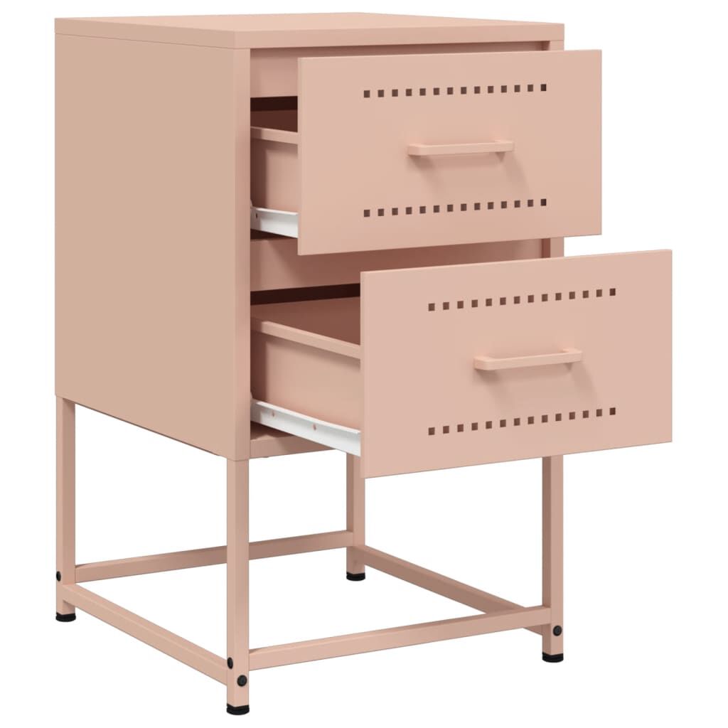 vidaXL Κομοδίνο Ροζ 36x39x60,5 εκ. από Χάλυβα