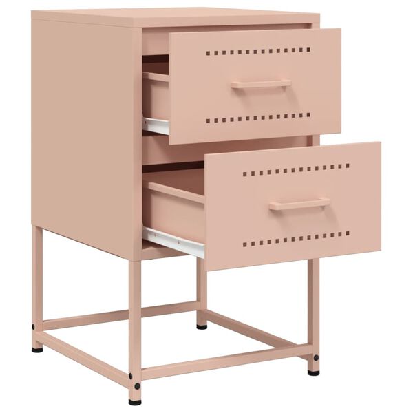 vidaXL Κομοδίνο Ροζ 36x39x60,5 εκ. από Χάλυβα