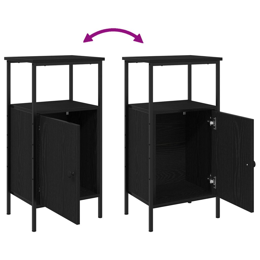 vidaXL Κομοδίνα 2 τεμ Μαύρη Δρυς 41x31x80 εκ Κατασκευασμένο Ξύλο