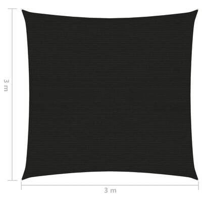 vidaXL Πανί Σκίασης Μαύρο 3 x 3 μ. από HDPE 160 γρ./μ²