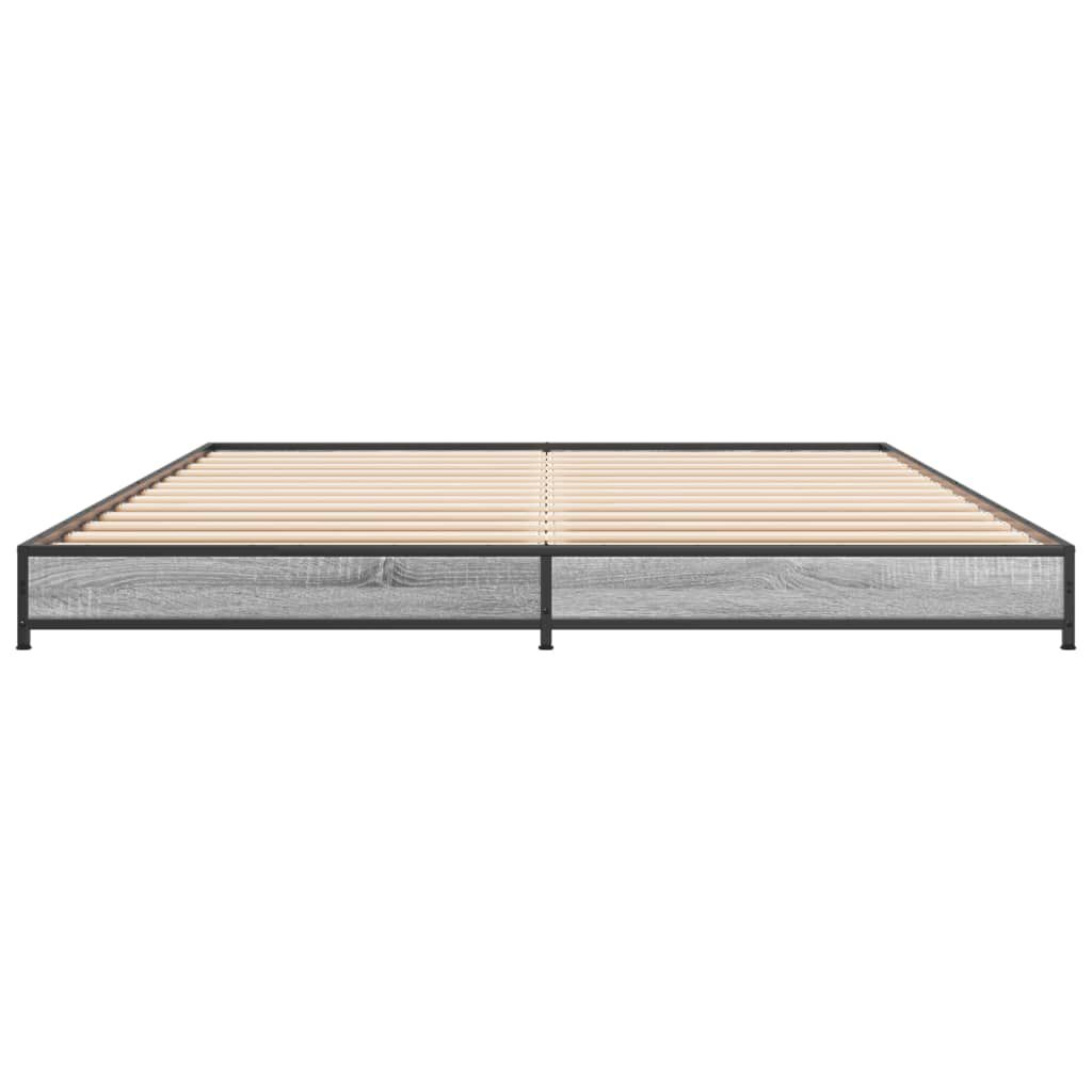 vidaXL Πλαίσιο Κρεβατιού Γκρι Sonoma 140x190 εκ. Επεξ. Ξύλο & Μέταλλο