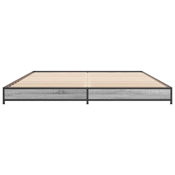 vidaXL Πλαίσιο Κρεβατιού Γκρι Sonoma 140x190 εκ. Επεξ. Ξύλο & Μέταλλο