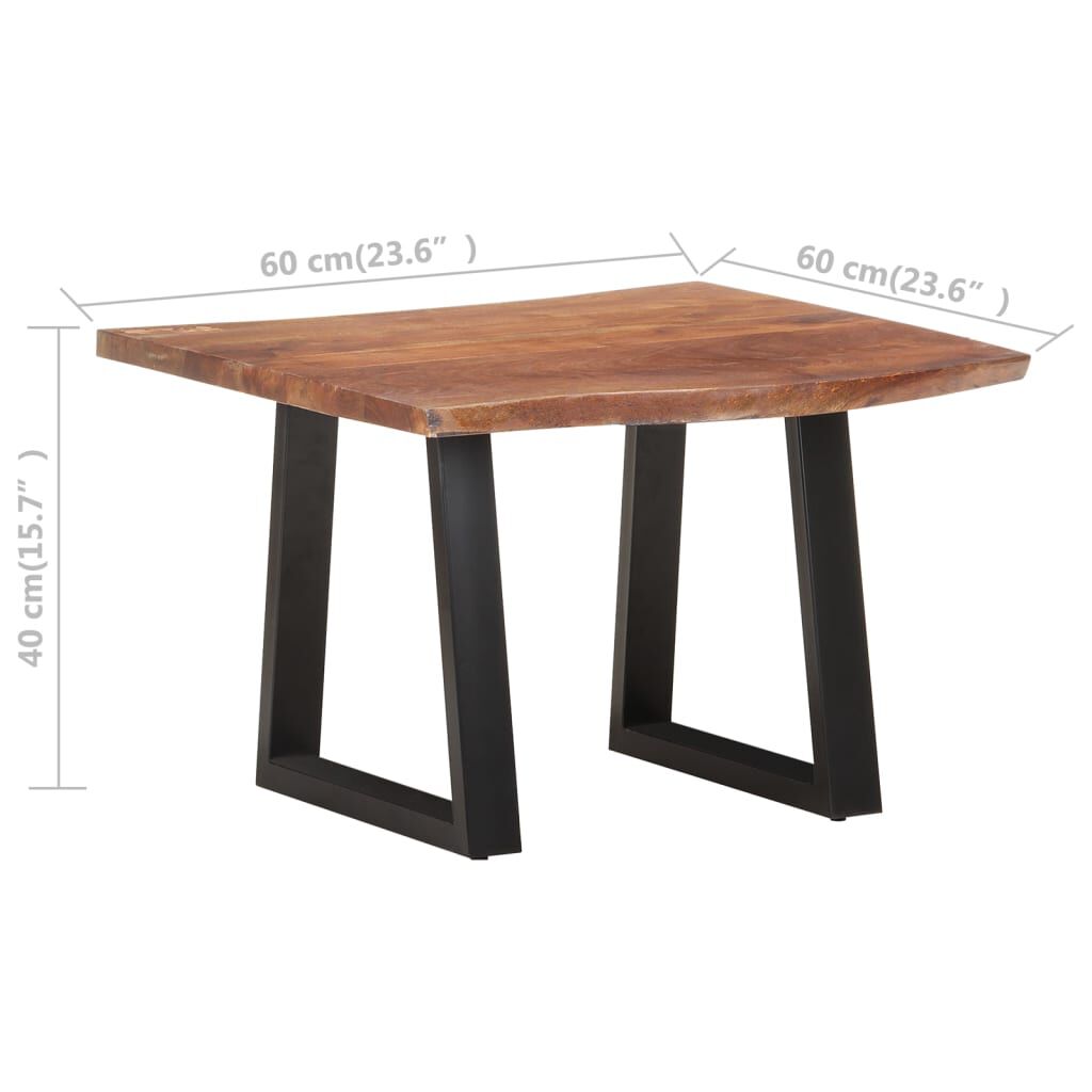 vidaXL Τραπεζάκι Σαλονιού Live Edge 60x60x40 εκ. Μασίφ Ξύλο Ακακίας