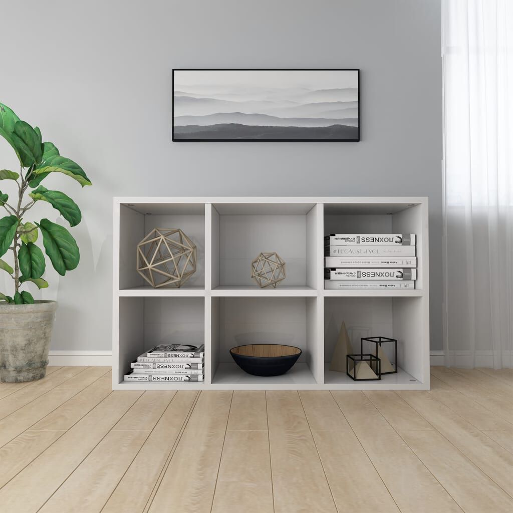 vidaXL Ραφιέρα/Βιβλιοθήκη Γυαλιστερό Λευκό 66x30x98 εκ. Επεξ. Ξύλο