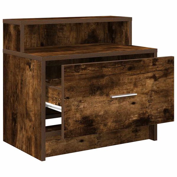 vidaXL Κομοδίνο με συρτάρι Καπνιστή Δρυς 51x31x47 εκ.