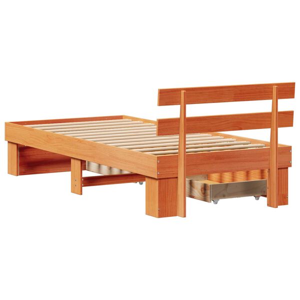 vidaXL Σκελετός Κρεβατιού Καφέ κεριού 90 x 190 cm Συμπαγές ξύλο πεύκου
