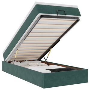 vidaXL Οθωμανικό κρεβάτι με στρώμα σκούρο πράσινο 90x200cm Velvet