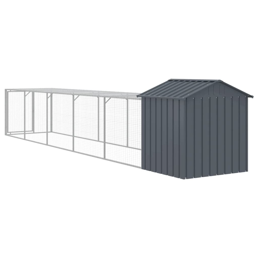 vidaXL Κοτέτσι με Περίβολο Ανθρακί 117x609x123 εκ. Γαλβαν. Χάλυβας