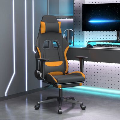 vidaXL Καρέκλα Gaming Μαύρο/Πορτοκαλί Ύφασμα με Υποπόδιο