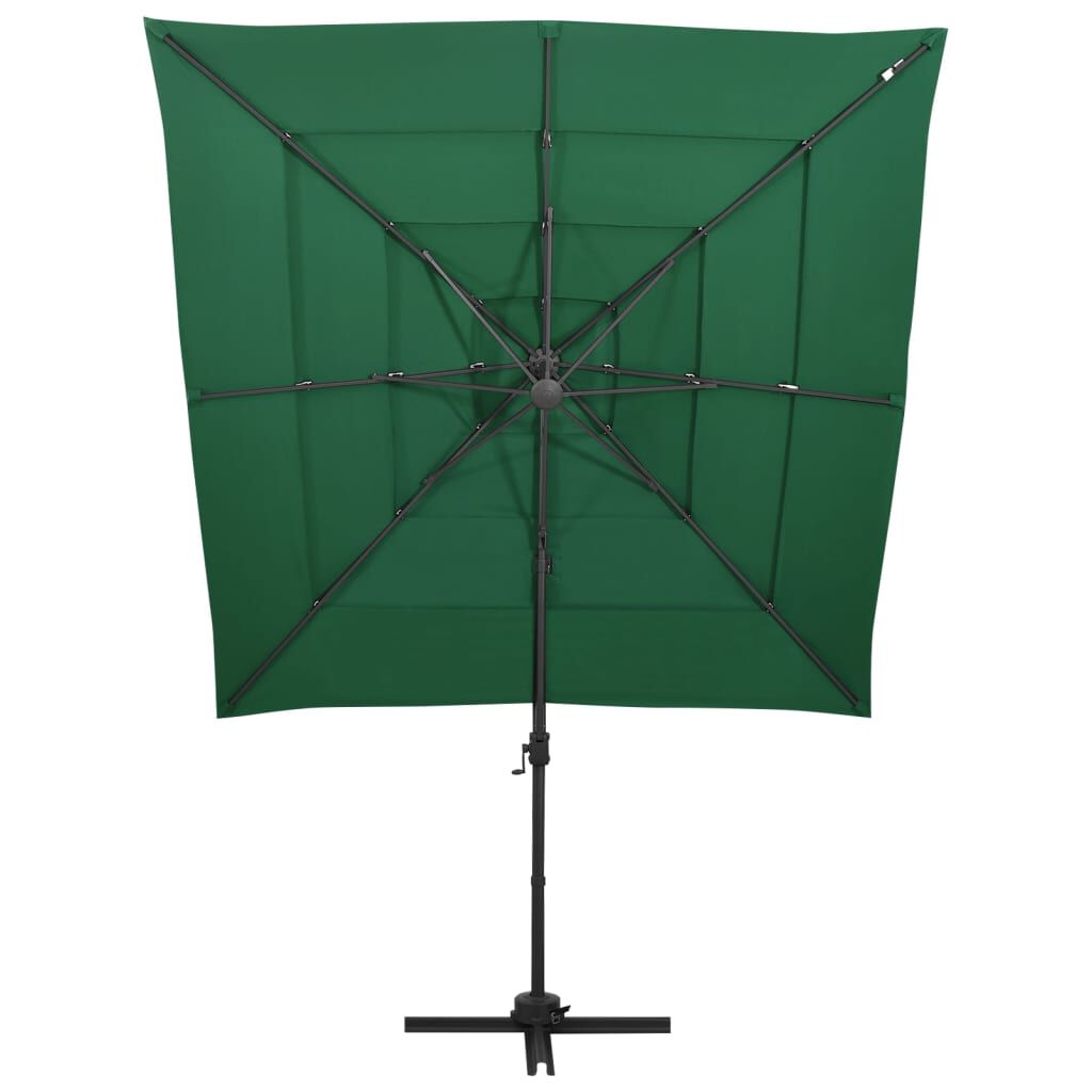 vidaXL Ομπρέλα Κήπου 4 Επιπέδων Πράσινη 250x250εκ με Ιστό Αλουμινίου