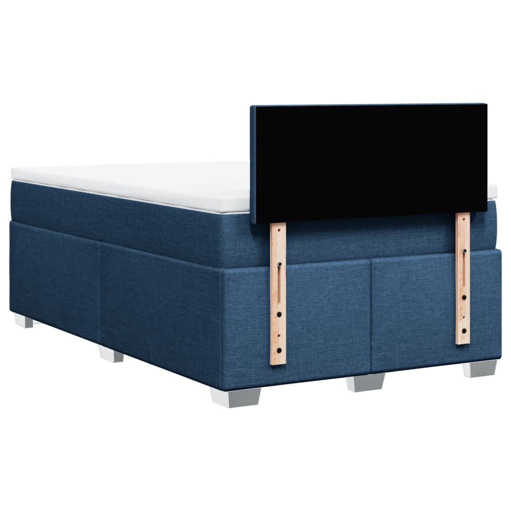 vidaXL Κρεβάτι Boxspring με Στρώμα Μπλε 120x200 εκ. Υφασμάτινο