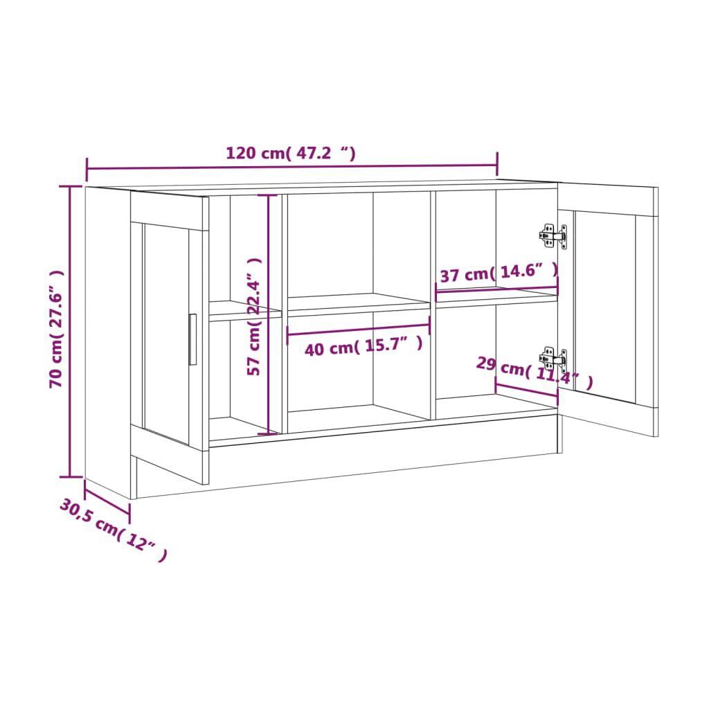 vidaXL Μπουφές Καπνιστή Δρυς 120x30,5x70 εκ. από Επεξεργασμένο Ξύλο