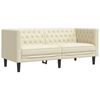 vidaXL Καναπές Chesterfield 3 τεμαχίων σετ Cream Faux Leather