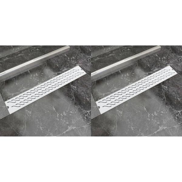 vidaXL Σιφόνια Ντουζιέρας Γραμμικά 2 τεμ. 730x140 χιλ. Ανοξ. Ατσάλι